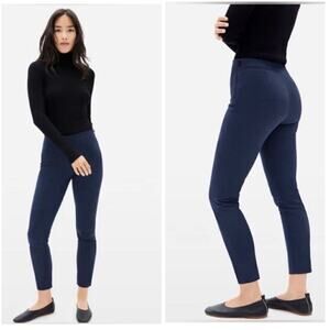 Everlane Chino Work Pants‎ Navy Blue SZ 14 Cotton Stretch Side Zip Career